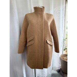 J.Crew Italian Stadium Cloth Wool Cocoon Coat Camel Brown Size 18 Classic Chic